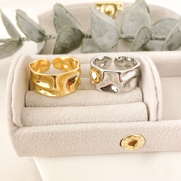 925 Sterling Silver Chunky Ring Thick Bold Geometric Textured Statement Ring - Picture 4 of 9